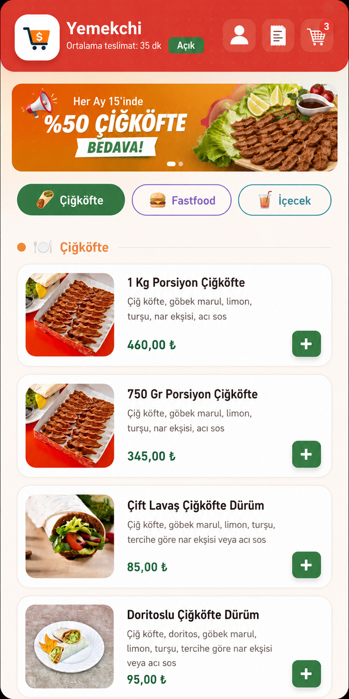 Müşteri sipariş ekranı